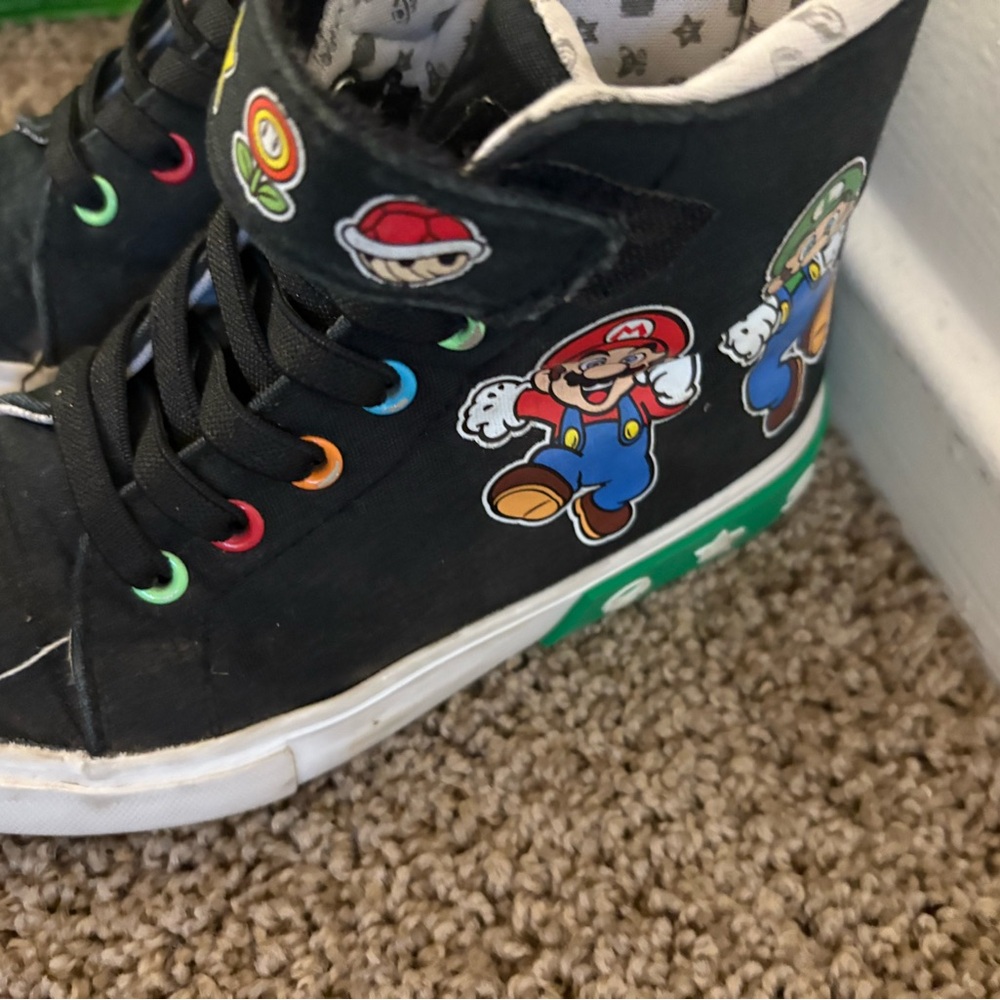 Black High-Top Sneakers with Mario Design
